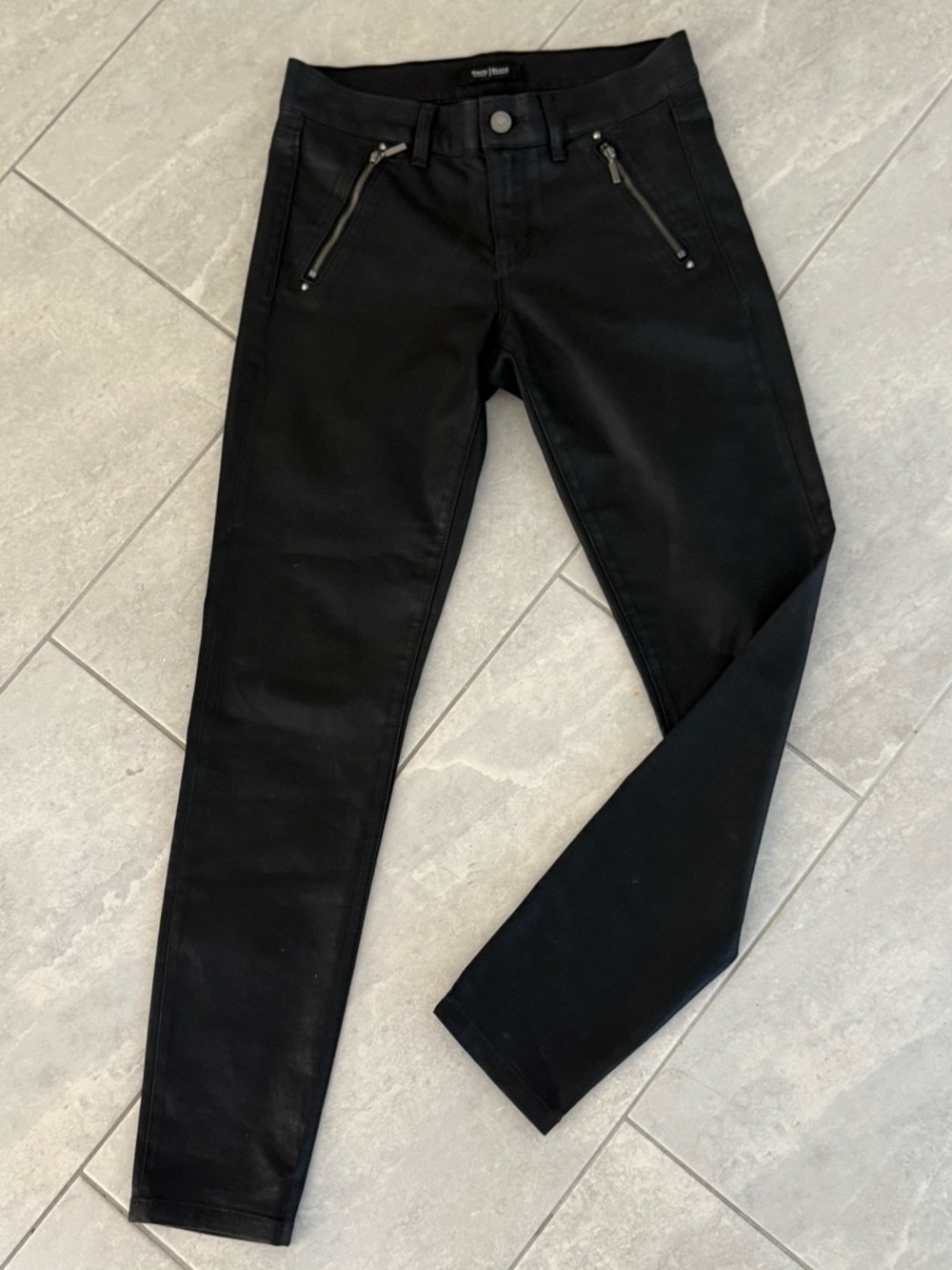 White House Black Market Coated Denim Faux Leather Look Skinny Jeans Size 4
